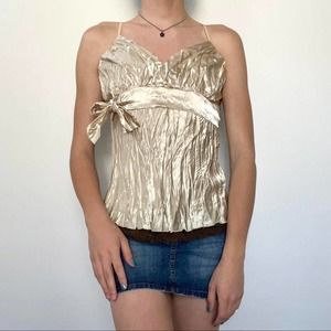 Y2k Charlotte russe metallic and lace fairy cami top